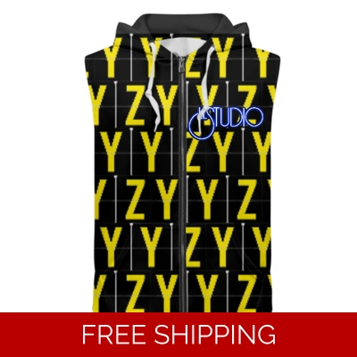 Custom Zipper Sleeveless Hoodie YYZ Yellow Logo